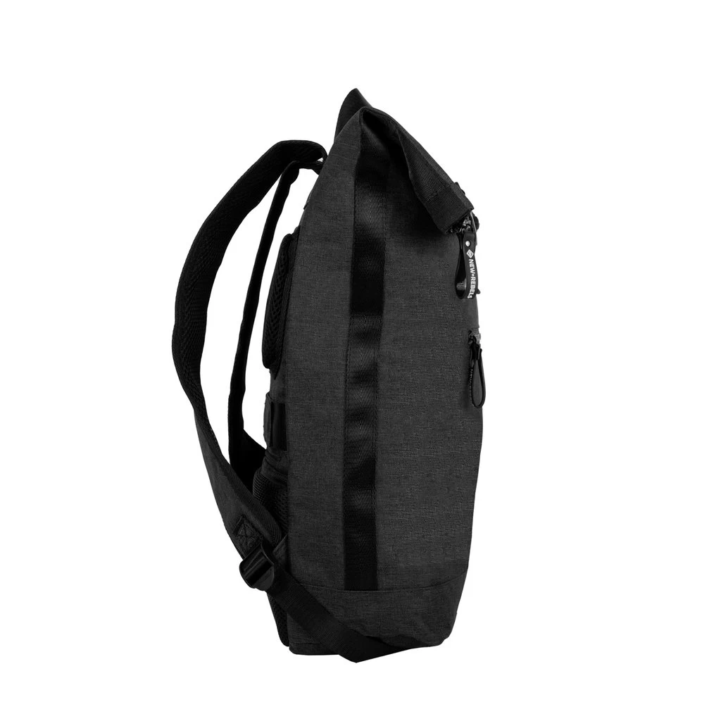 New Rebels ® Hickory Rolltop Backbag Recyled NylonZwart - Afbeelding 2