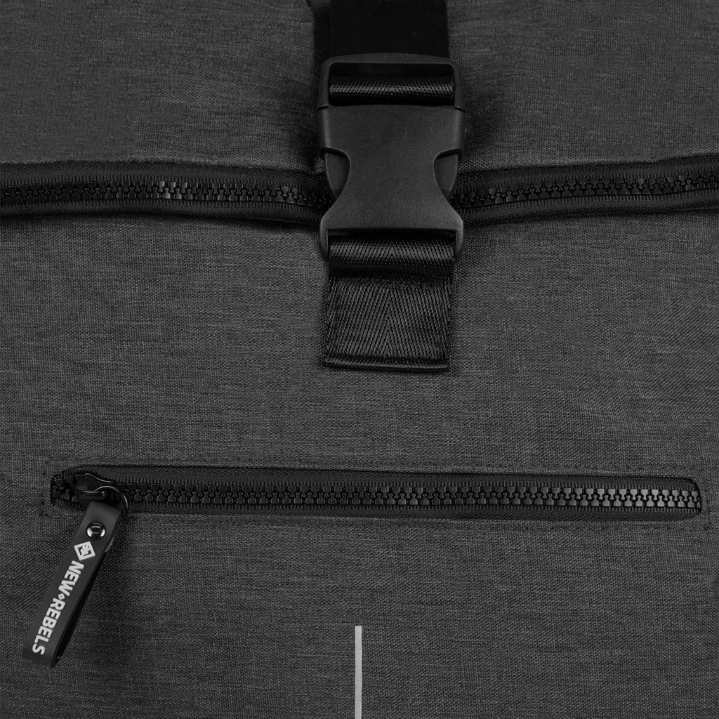 New Rebels ® Hickory Rolltop Backbag Recyled NylonZwart - Afbeelding 3