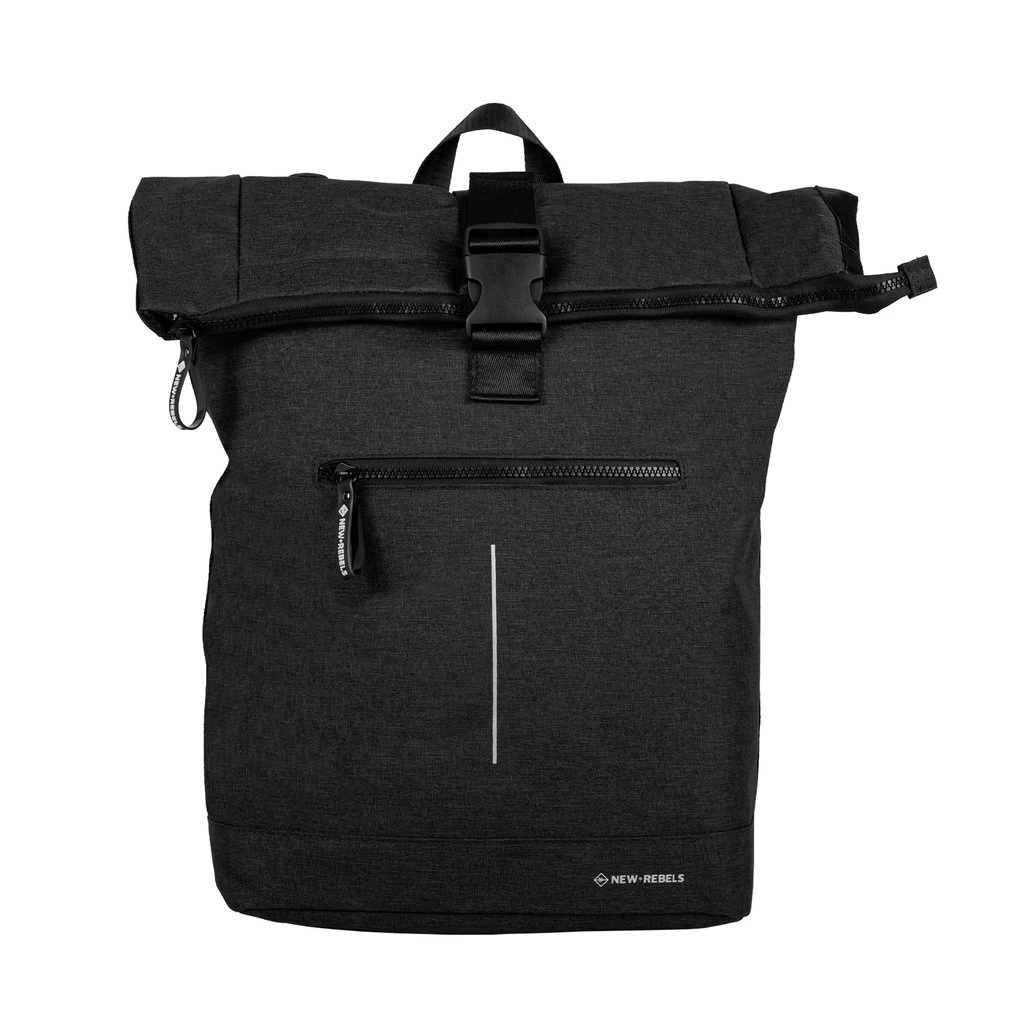 New Rebels ® Hickory Rolltop Backbag Recyled NylonZwart - Afbeelding 6