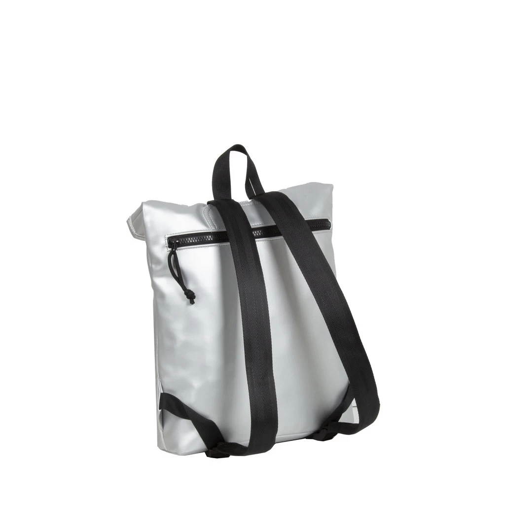 New RebelsMart Rolltop - Mini Rugzak - Waterafstotend- Small II - Rugtas -Metallic Silver/ Grijs - Afbeelding 2