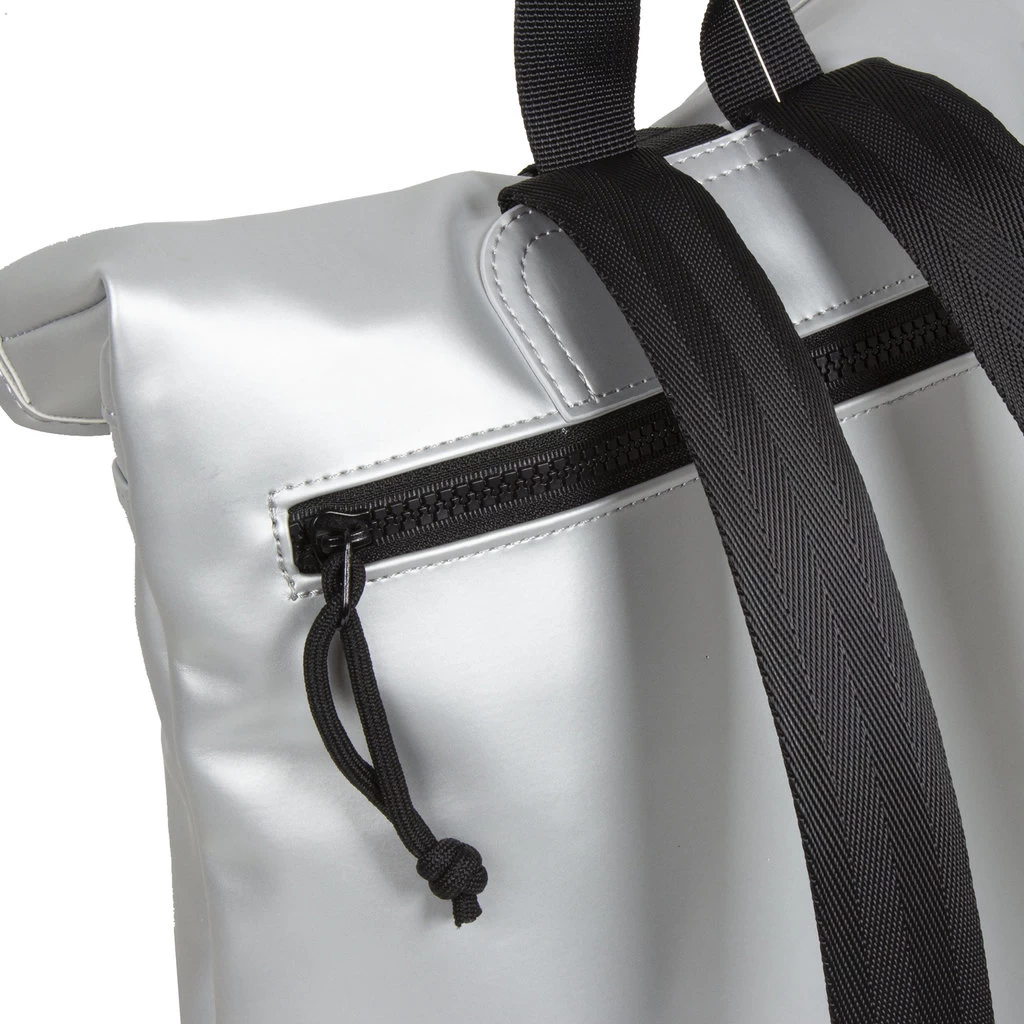 New RebelsMart Rolltop - Mini Rugzak - Waterafstotend- Small II - Rugtas -Metallic Silver/ Grijs - Afbeelding 6