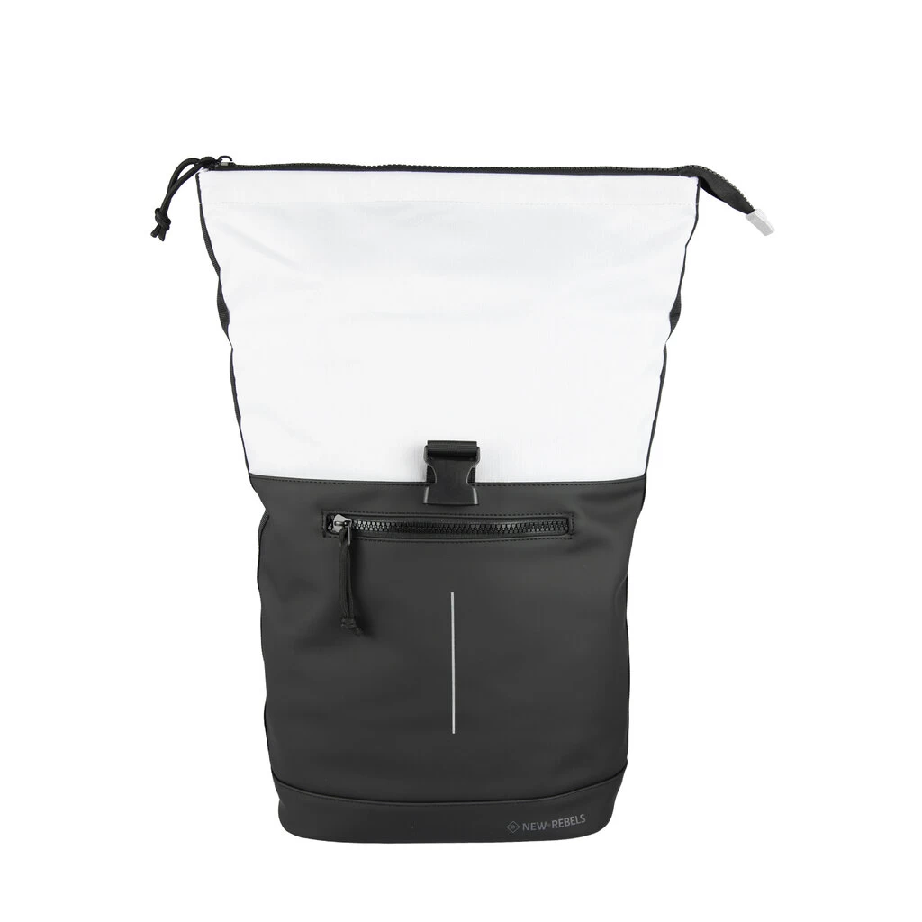 New Rebels Backham New York Zwart Grijs 19L Rolltop Rugzak Waterafstotend Laptop 15.6 - Afbeelding 3