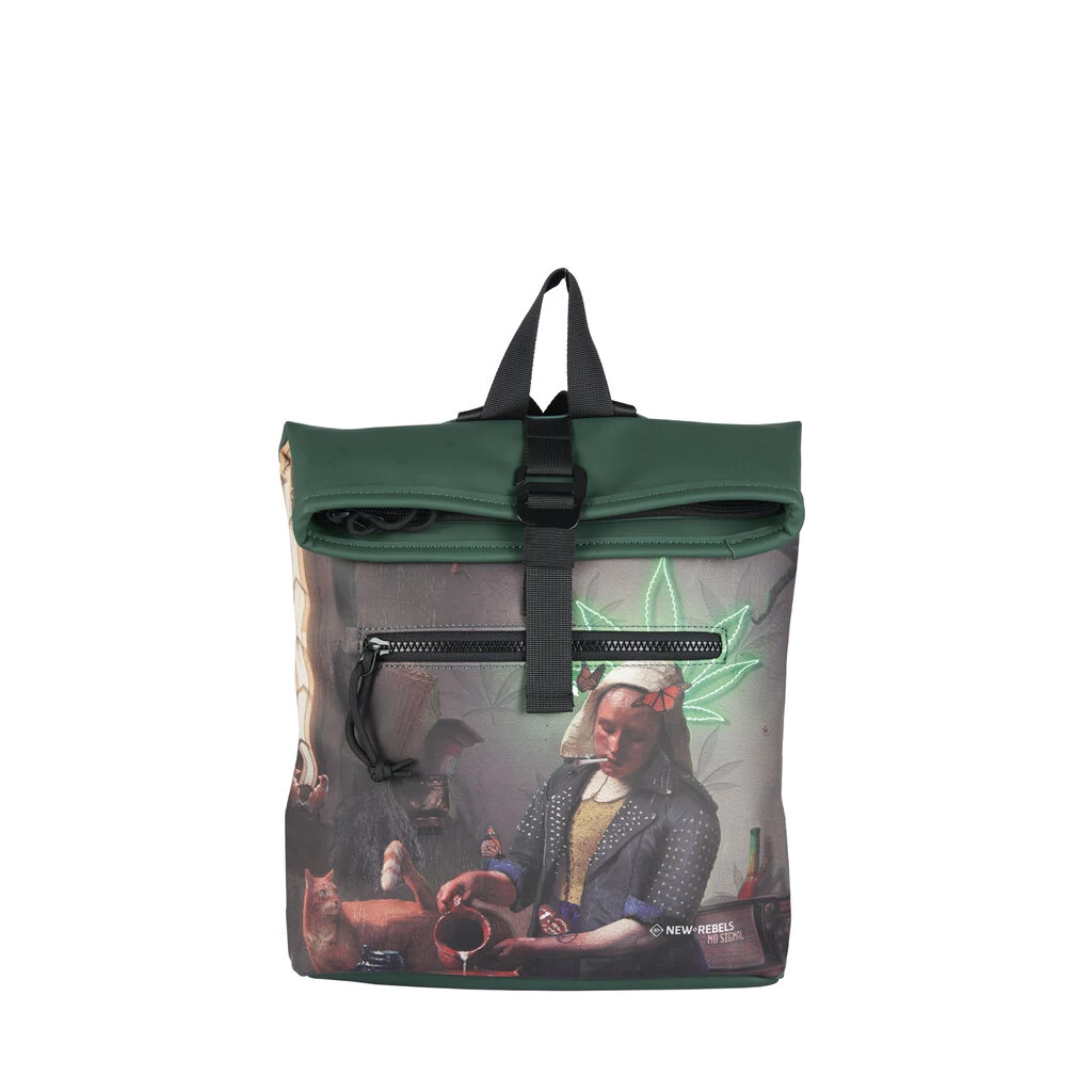 New Rebels Mart Art Los Angeles Melkmeisje Mini 7L Rugzak Rolltop Waterafstotend - Afbeelding 6