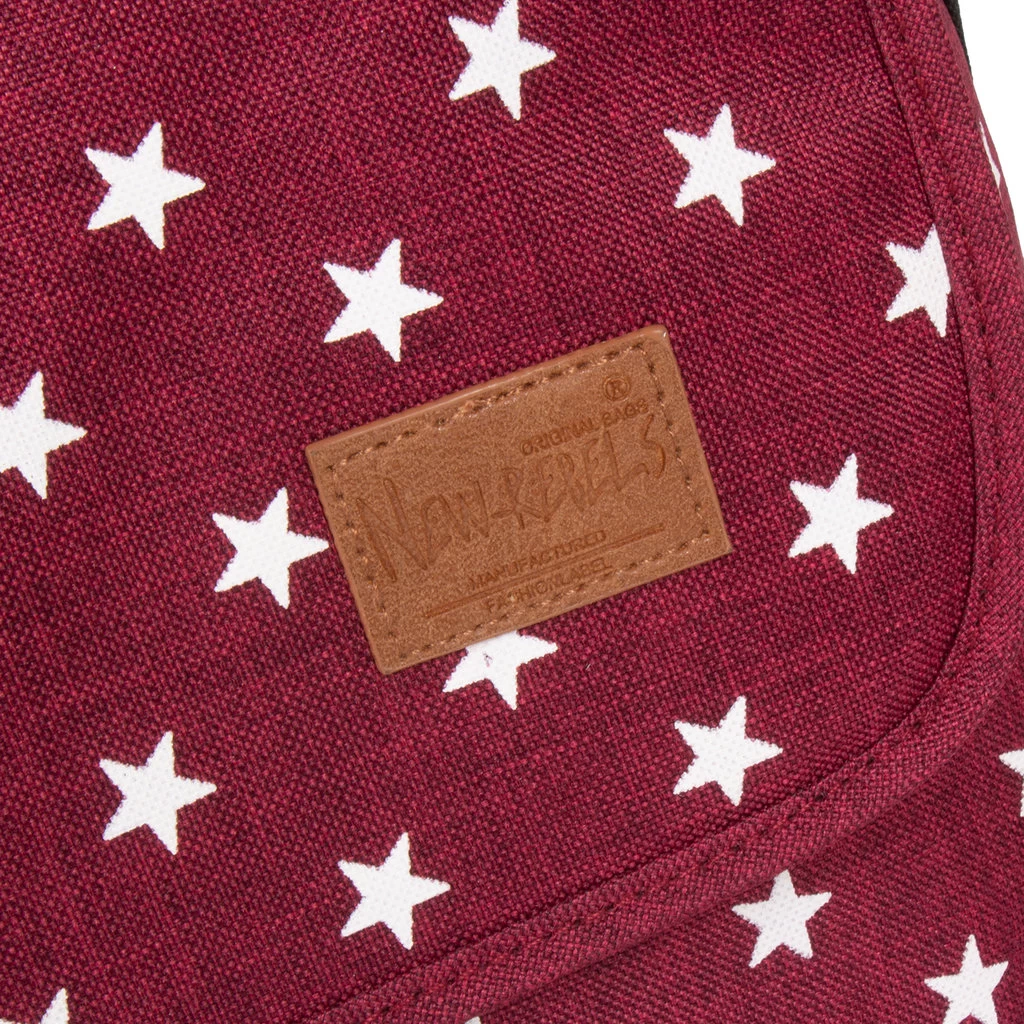 New Rebels ® Star26 - Medium SchoudertasA4- Crossbodytas Met Flap - With Stars - Burgundy - Afbeelding 4