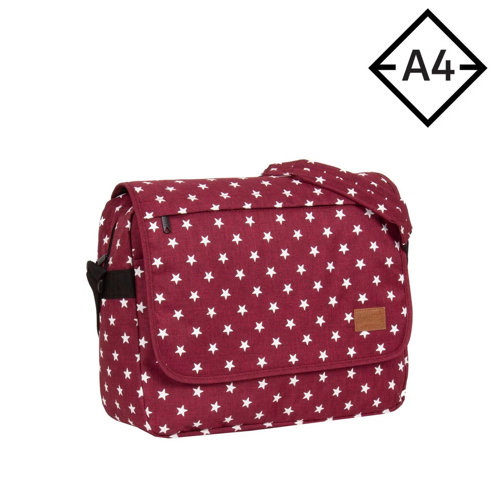 New Rebels ® Star26 - Medium SchoudertasA4- Crossbodytas Met Flap - With Stars - Burgundy