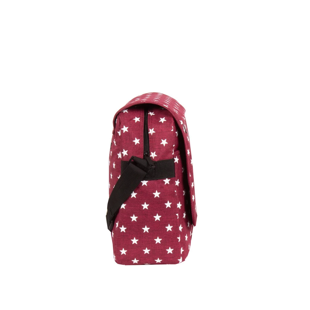 New Rebels ® Star26 - Medium SchoudertasA4- Crossbodytas Met Flap - With Stars - Burgundy - Afbeelding 2