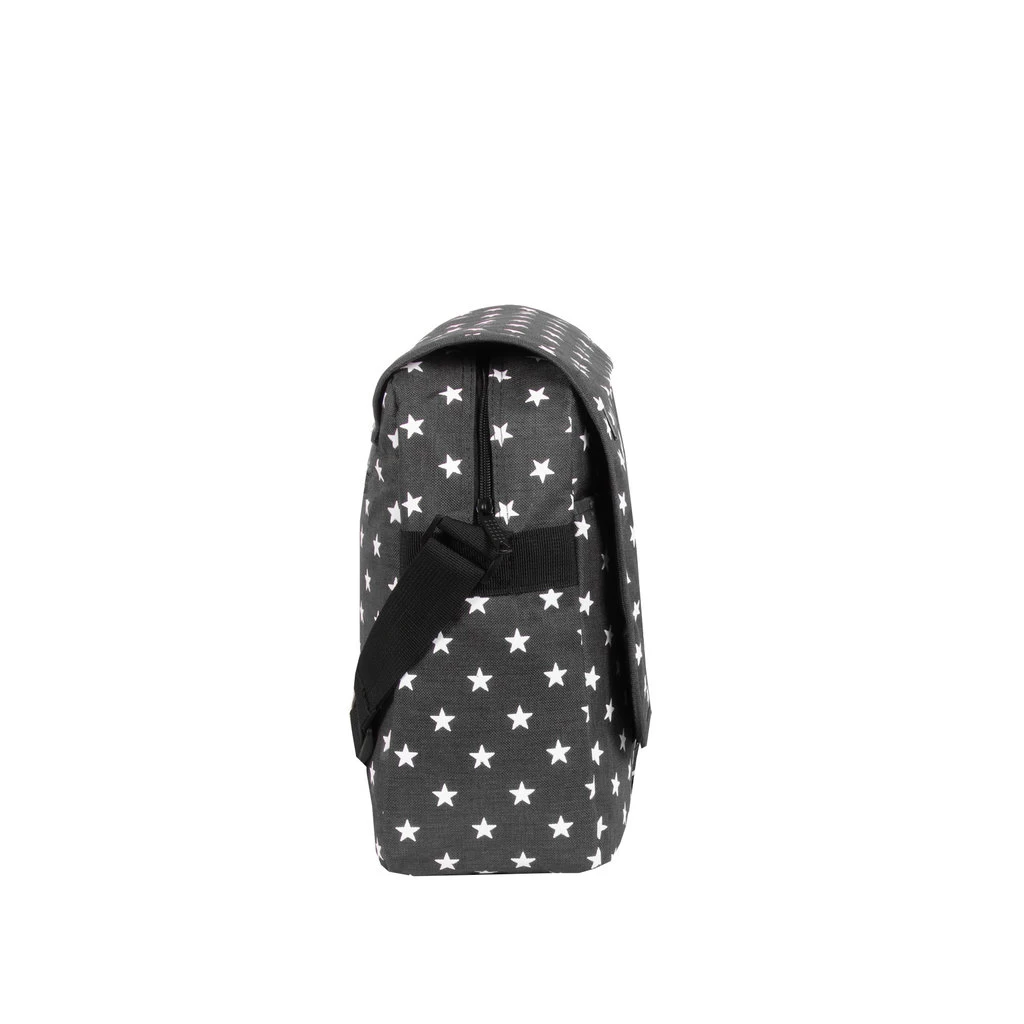 New Rebels ® Star26 - Medium SchoudertasA5 - Crossbodytas Met Flap - Black With Stars - Afbeelding 2