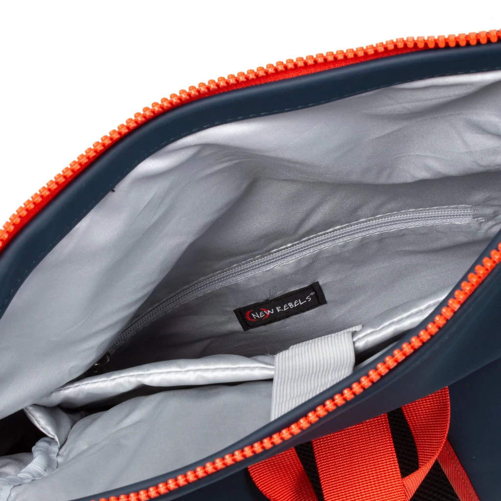 New Rebels ® Tim - Rolltop - Rugtas - Rugzak - Waterafstotend - Navy Blauw/Rood - Afbeelding 8