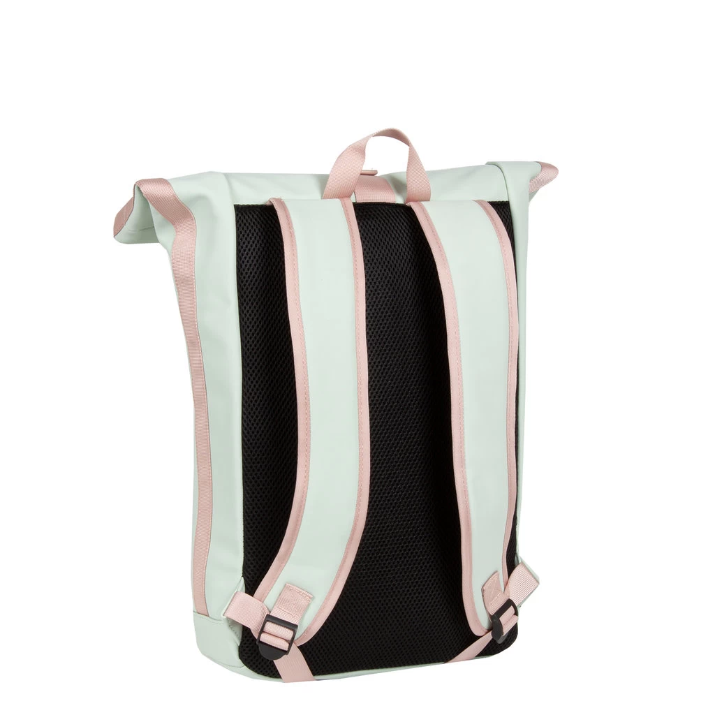 New Rebels ® Tim - Rolltop - Rugtas - Rugzak - Waterafstotend - Mint/Zacht Roze - Afbeelding 3