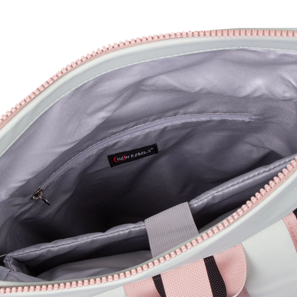 New Rebels ® Tim - Rolltop - Rugtas - Rugzak - Waterafstotend - Mint/Zacht Roze - Afbeelding 9