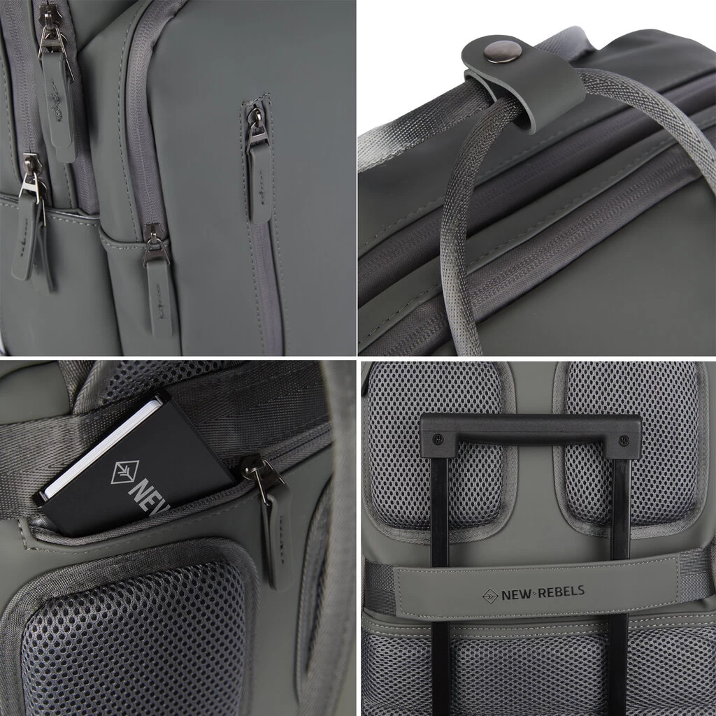 New Rebels William Milwaukee Antraciet 20L Rugzak Waterafstotend Laptop 15.6 - Afbeelding 4